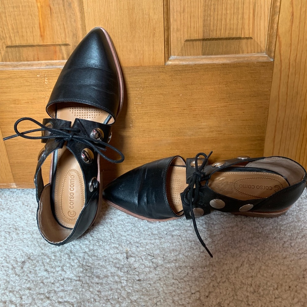 Corso Como black flat shoes with cutout detail